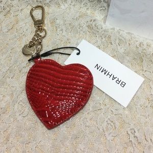 NWT BRAHMIN CARNATION RED HEART KEY FOB, BAG CHARM